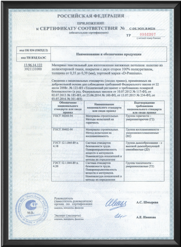 сертификат соответсвия D-Premium